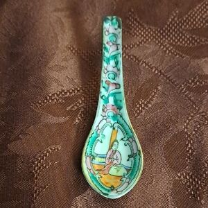 Antique Asian Porcelain Rice & Soup Spoon